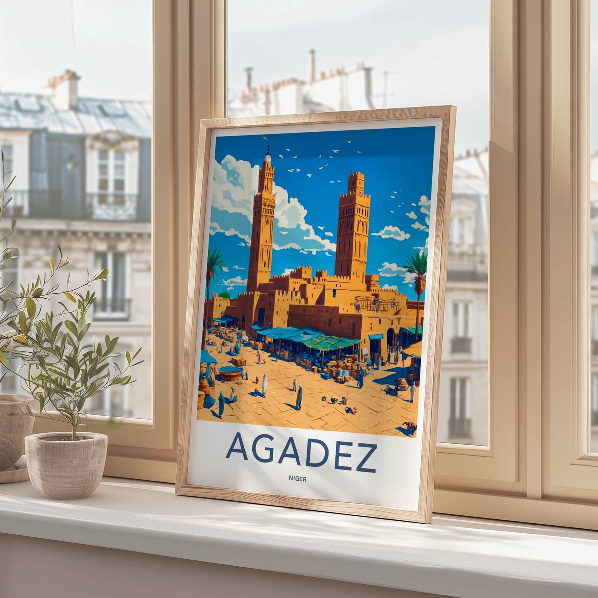 Agadez Poster - Niger Travel Art - Ancient City Market Wall Decor