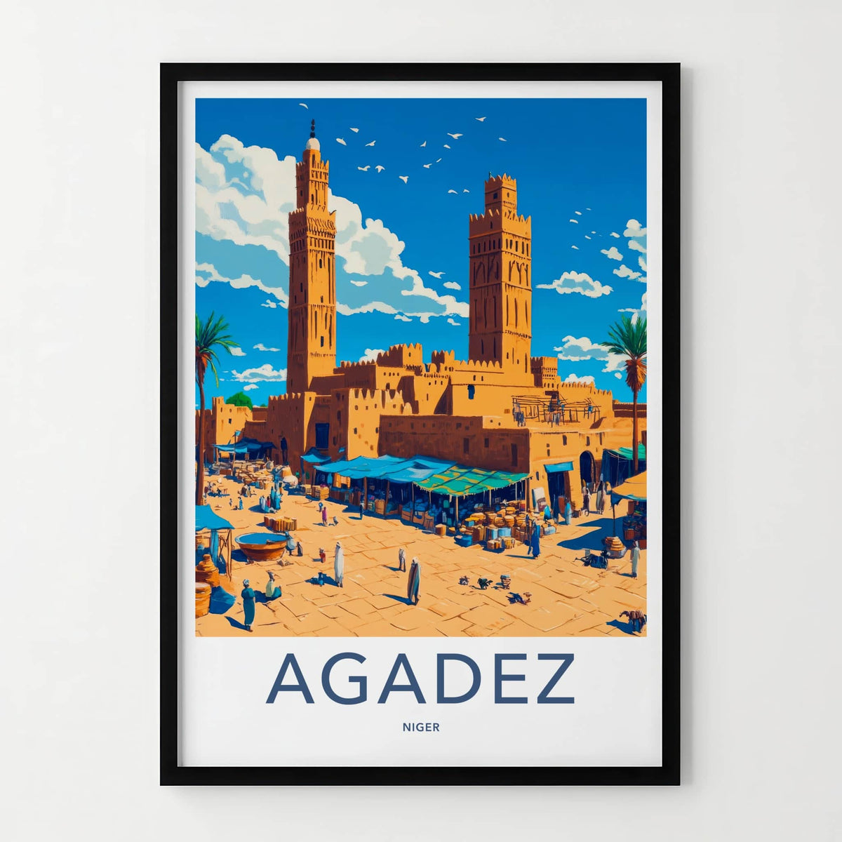 Agadez Poster - Niger Travel Art - Ancient City Market Wall Decor