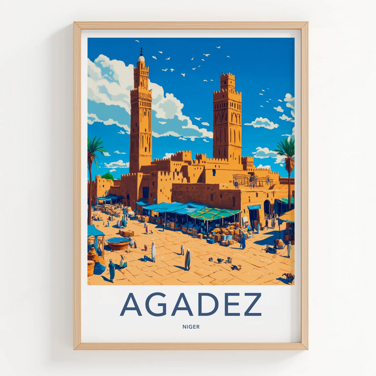 Agadez Poster - Niger Travel Art - Ancient City Market Wall Decor