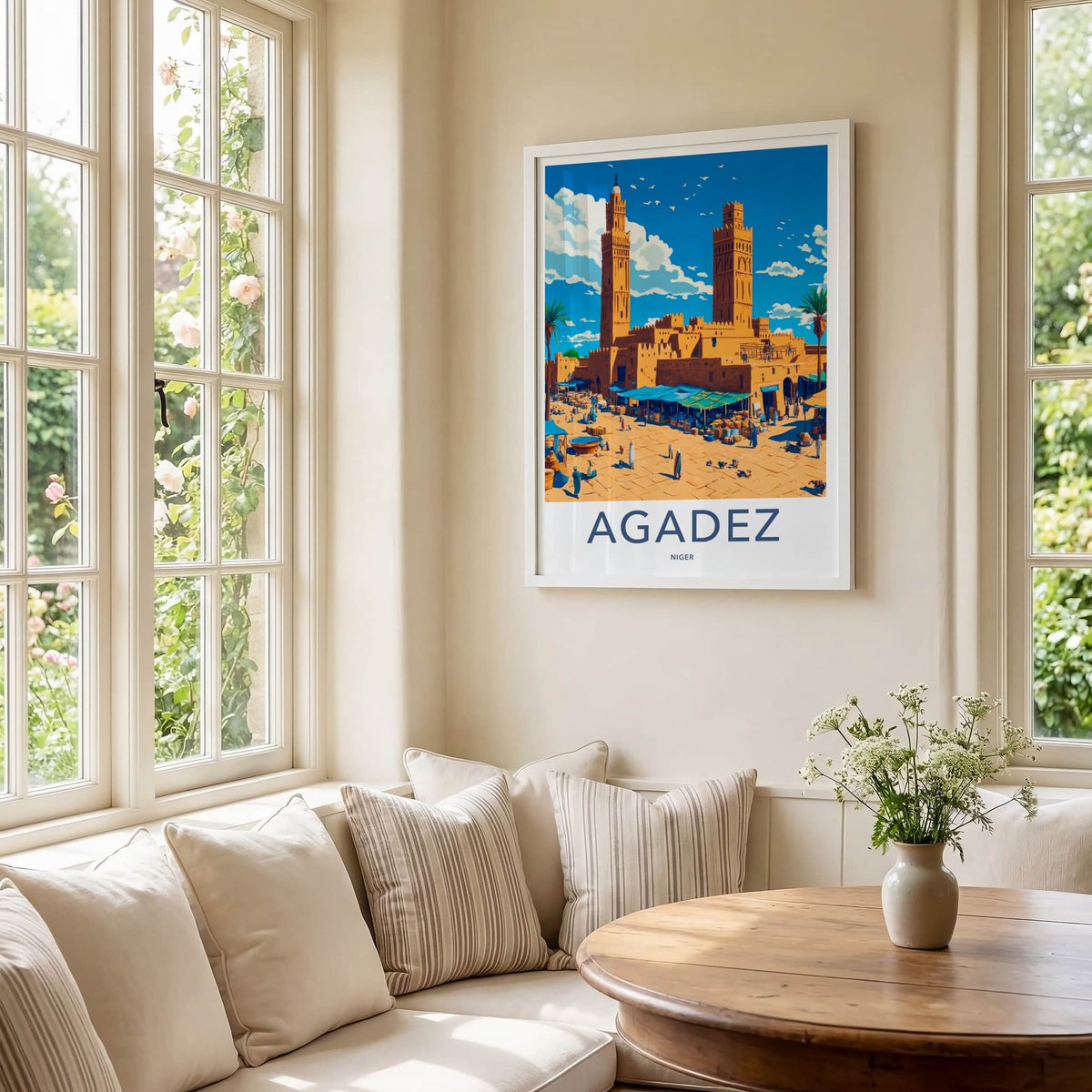 Agadez Poster - Niger Travel Art - Ancient City Market Wall Decor