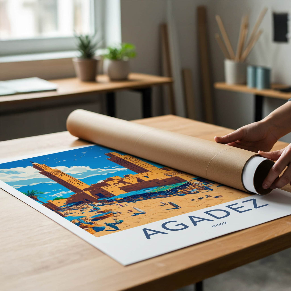 Agadez Poster - Niger Travel Art - Ancient City Market Wall Decor