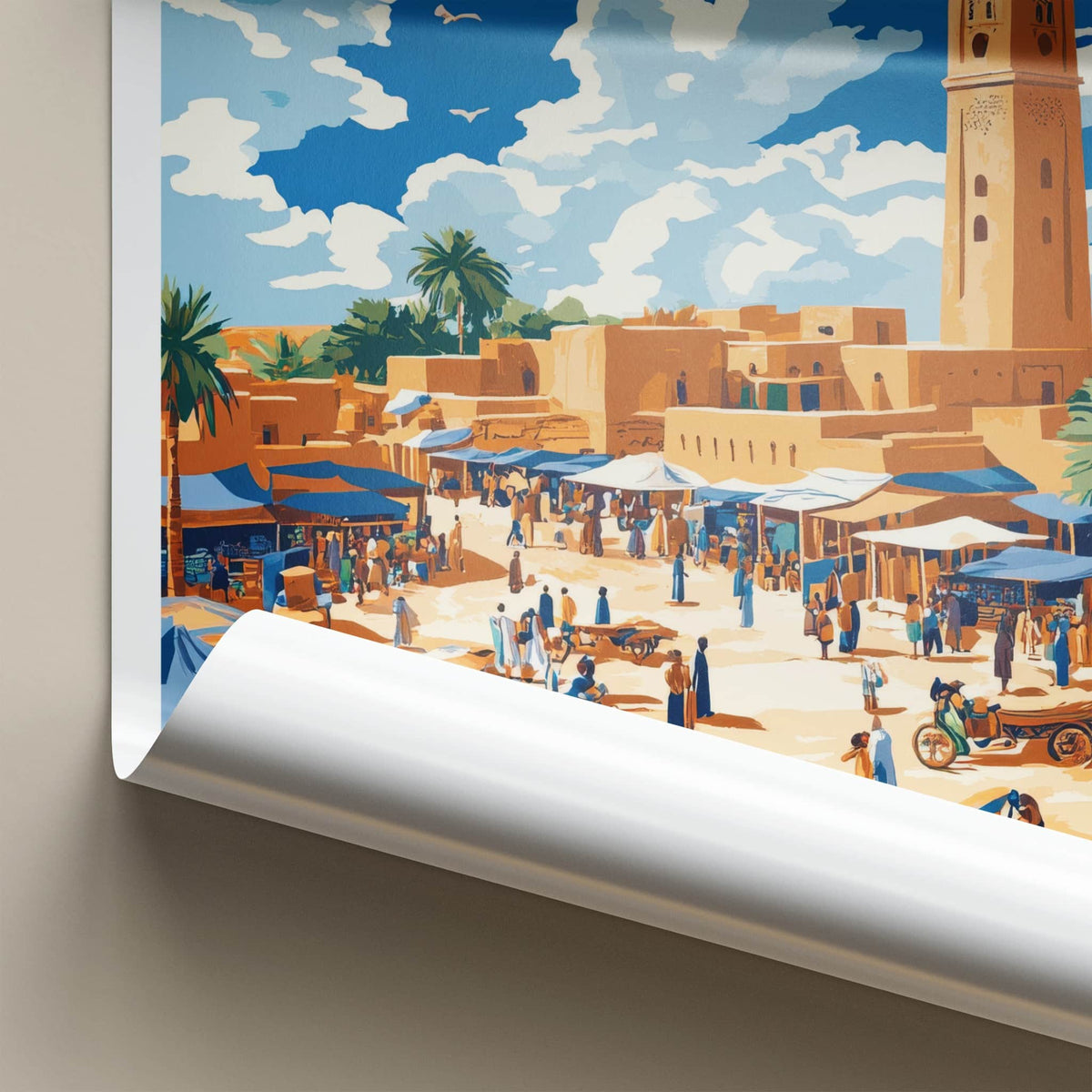 Agadez Poster - Niger Travel Art - Bustling Desert Market Wall Decor