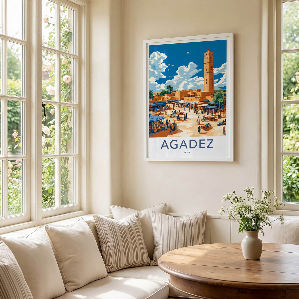 Agadez Poster - Niger Travel Art - Bustling Desert Market Wall Decor