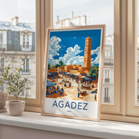 Agadez Poster - Niger Travel Art - Bustling Desert Market Wall Decor