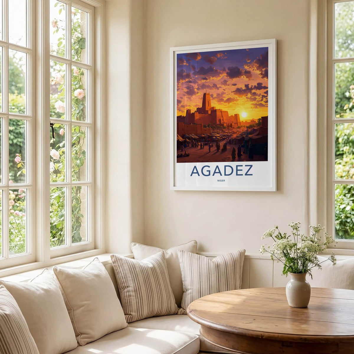 Agadez Poster - Niger Travel Art - Desert City Sunset Home Decor