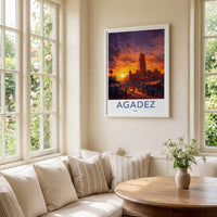 Agadez Poster - Niger Travel Art - Desert Market Sunset Home Decor