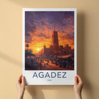 Agadez Poster - Niger Travel Art - Desert Market Sunset Home Decor