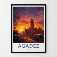 Agadez Poster - Niger Travel Art - Desert Market Sunset Home Decor