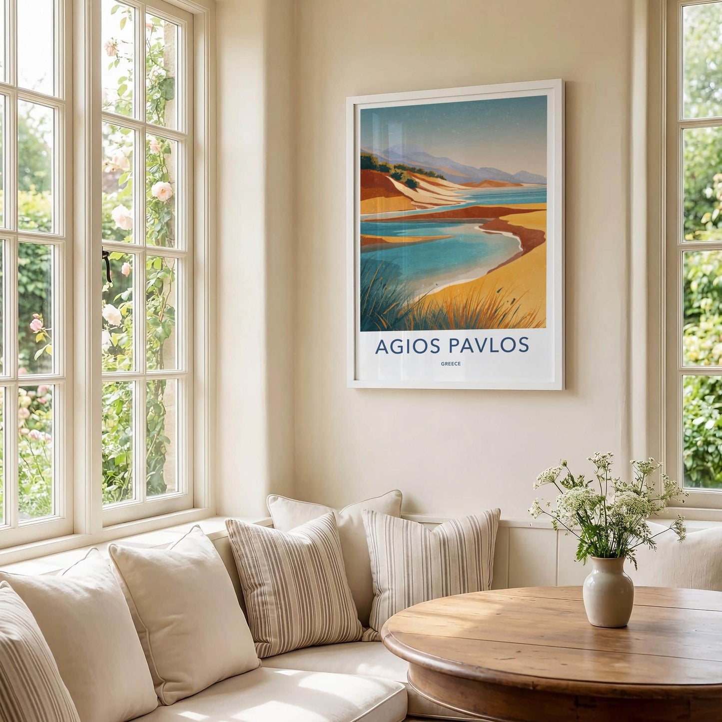 Agios Pavlos Poster - Greece Travel Art - Serene Beach Scene Wall Decor