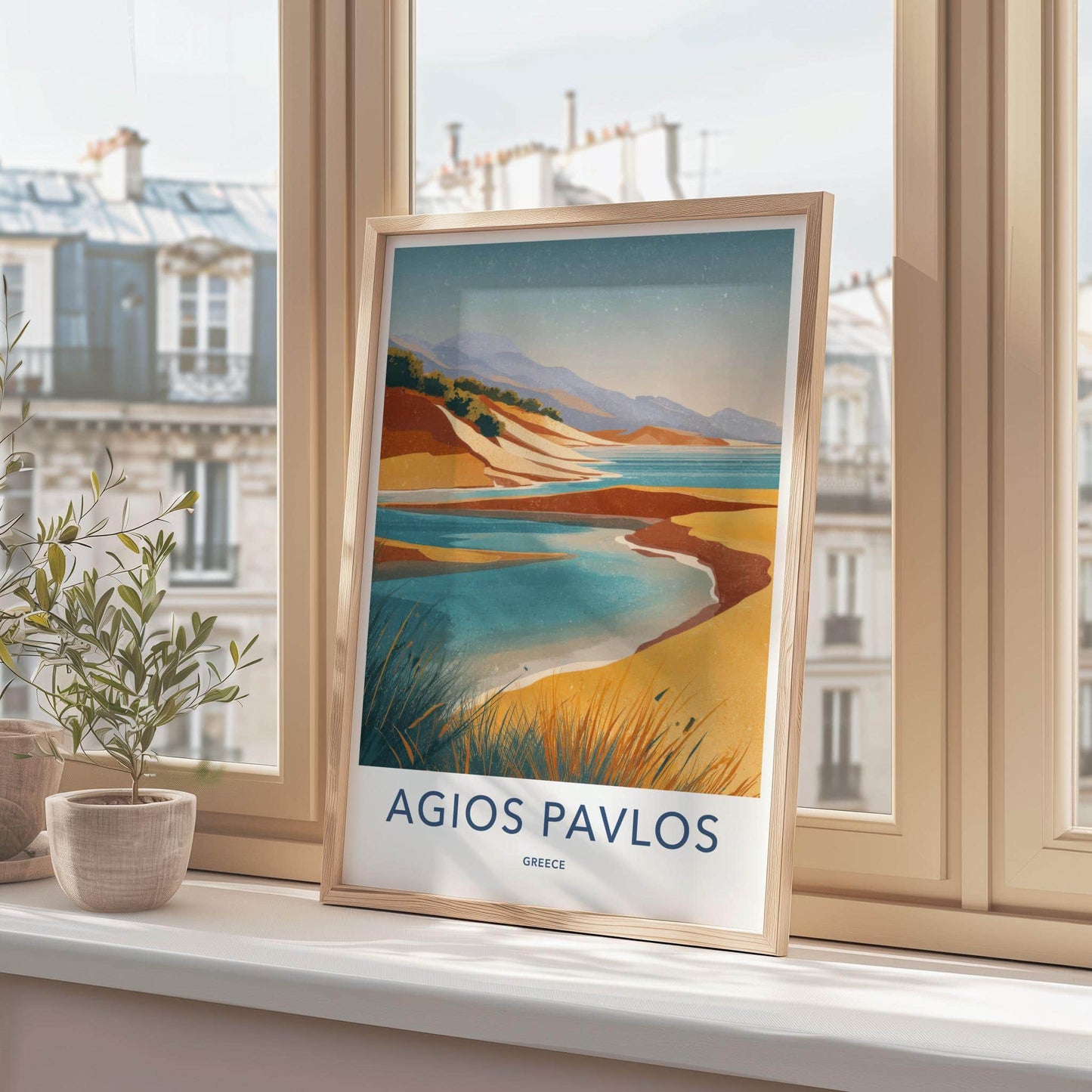 Agios Pavlos Poster - Greece Travel Art - Serene Beach Scene Wall Decor