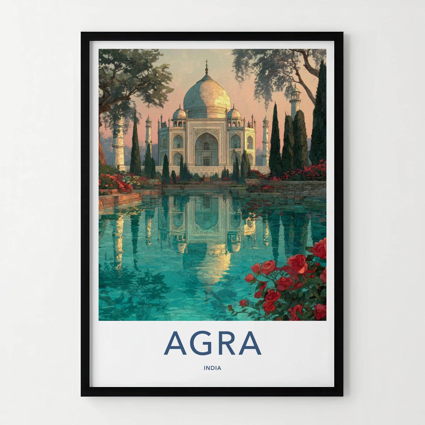 Agra Poster - India Travel Art - Serene Reflection Wall Decor