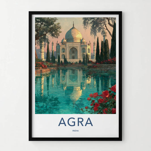 Agra Poster - India Travel Art - Serene Reflection Wall Decor