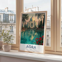 Agra Poster - India Travel Art - Serene Reflection Wall Decor