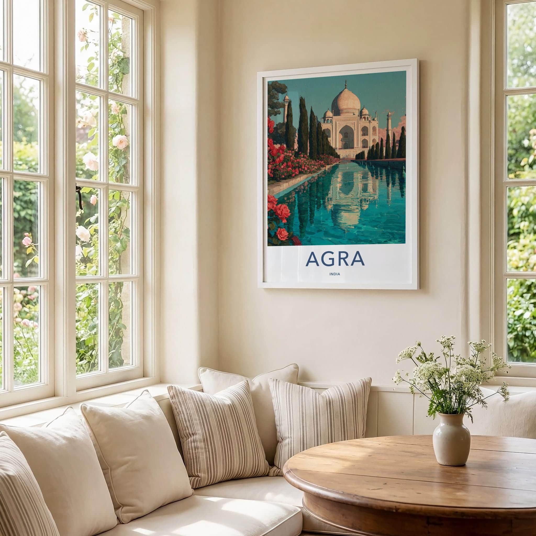 Agra Poster - India Travel Art - Taj Mahal Home Decor