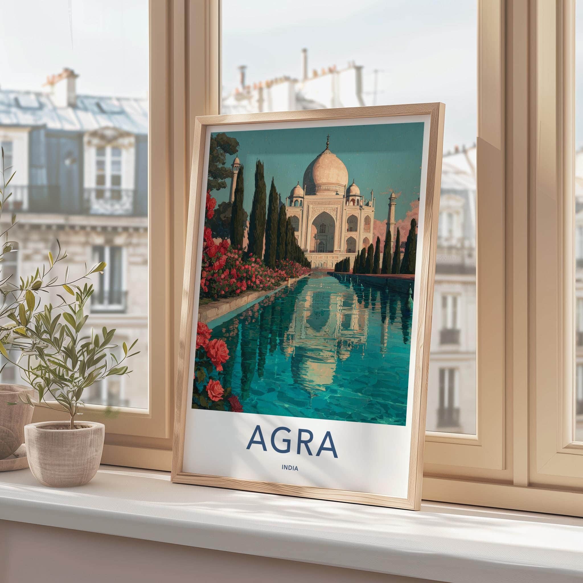 Agra Poster - India Travel Art - Taj Mahal Home Decor