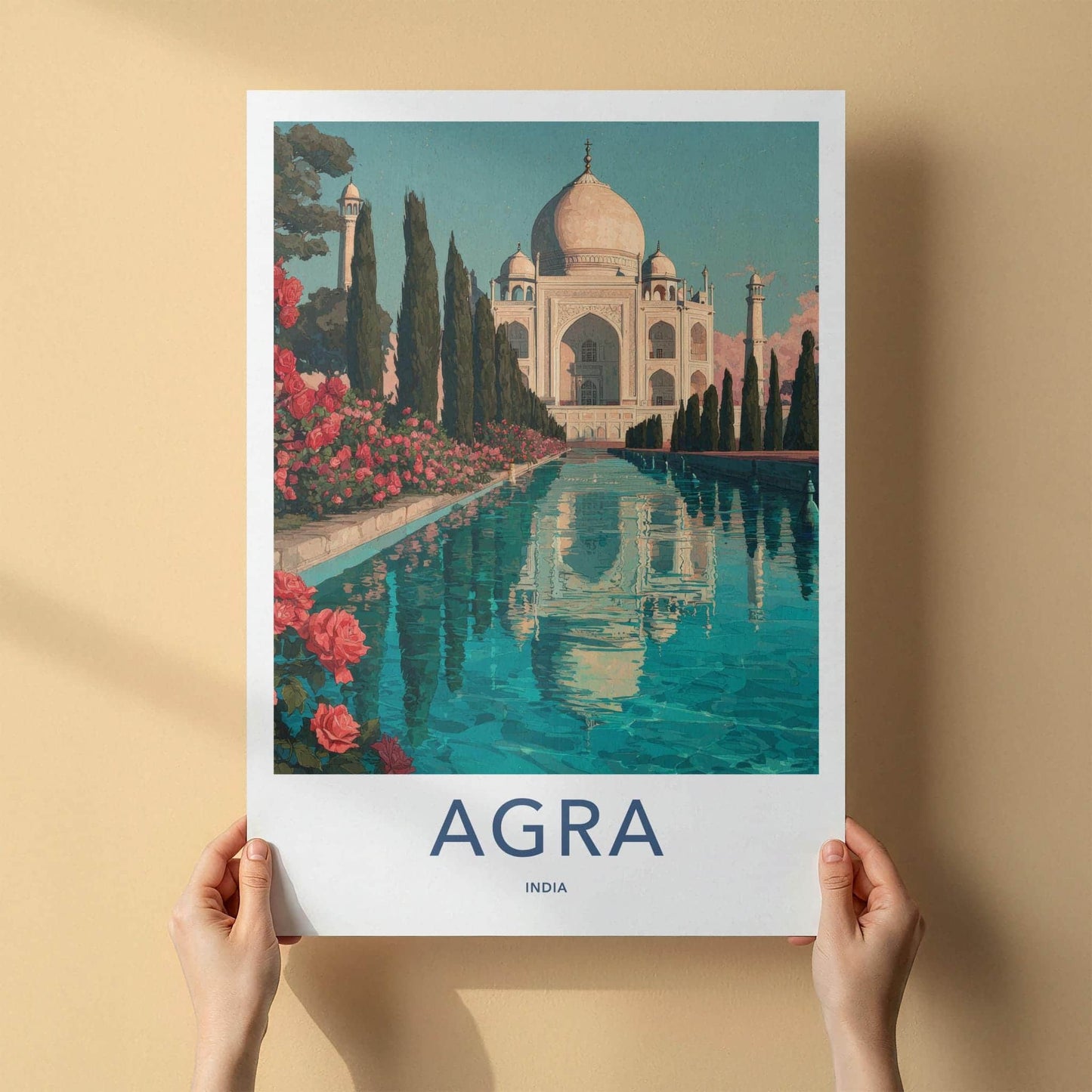 Agra Poster - India Travel Art - Taj Mahal Home Decor