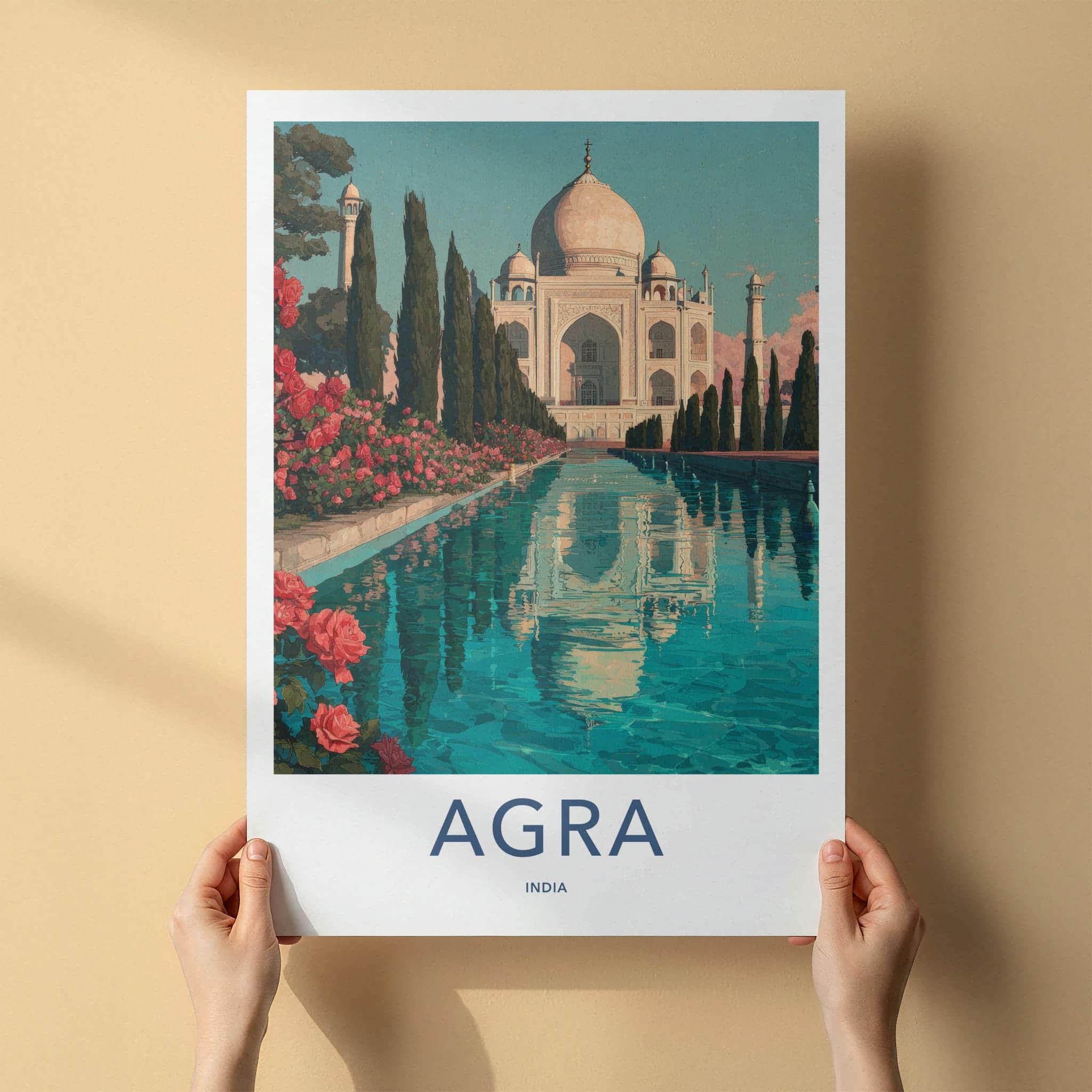 Agra Poster - India Travel Art - Taj Mahal Home Decor