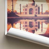 Agra Poster - India Travel Art - Uttar Pradesh Sunset Taj Mahal Home Decor