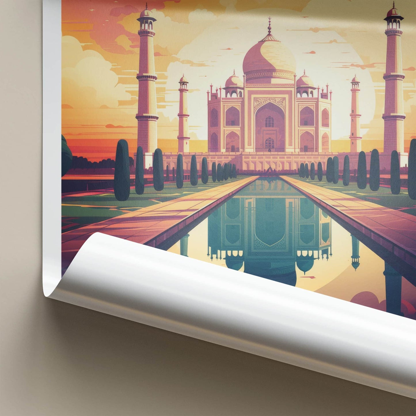 Agra Poster - India Wall Art - Uttar Pradesh Majestic Sunset Reflection Gift