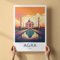 Agra Poster - India Wall Art - Uttar Pradesh Majestic Sunset Reflection Gift