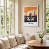 Agra Poster - India Wall Art - Uttar Pradesh Majestic Sunset Reflection Gift
