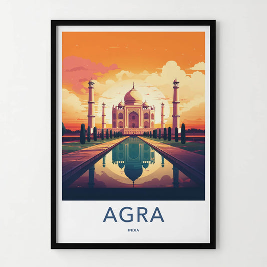 Agra Poster - India Wall Art - Uttar Pradesh Majestic Sunset Reflection Gift