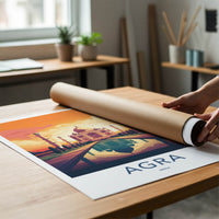 Agra Poster - India Wall Art - Uttar Pradesh Majestic Sunset Reflection Gift