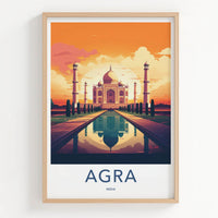 Agra Poster - India Wall Art - Uttar Pradesh Majestic Sunset Reflection Gift