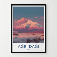 Agri Dagi Poster - Turkiye Travel Art - Vibrant Mountain Sunset Home Decor