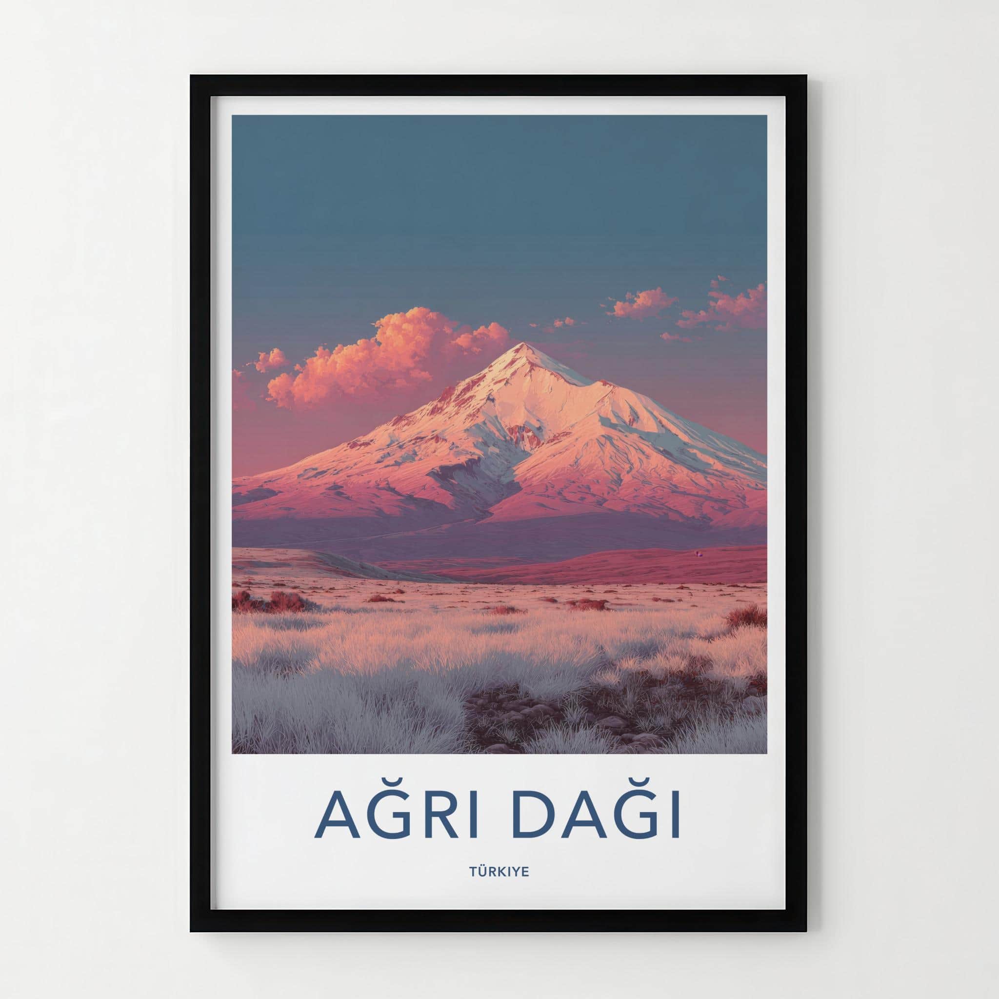 Agri Dagi Poster - Turkiye Travel Art - Vibrant Mountain Sunset Home Decor