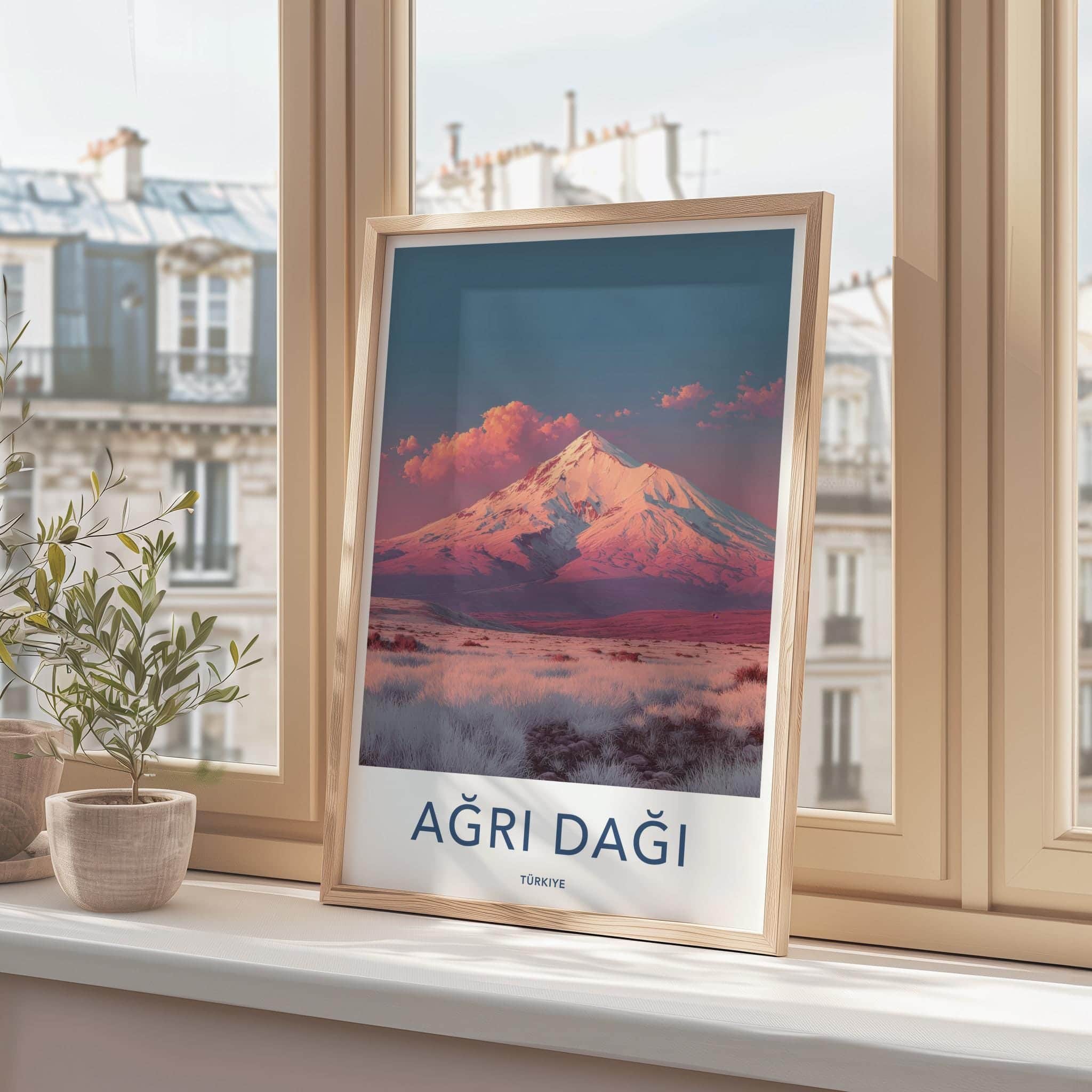 Agri Dagi Poster - Turkiye Travel Art - Vibrant Mountain Sunset Home Decor