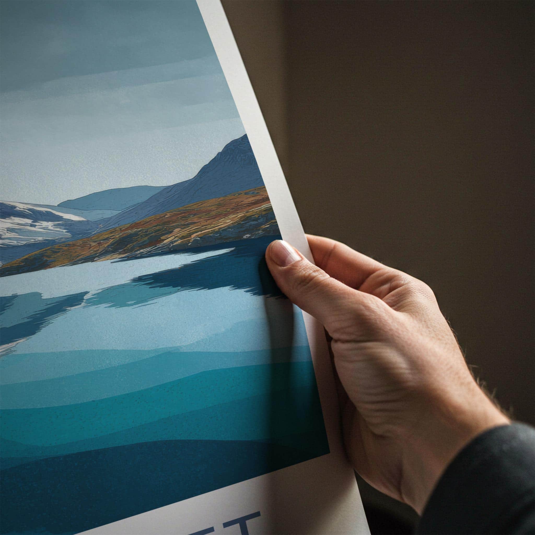Agvatnet Poster - Norway Travel Print - Layered Lake Mountain Wall Decor