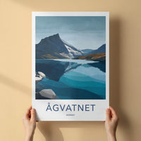 Agvatnet Poster - Norway Travel Print - Layered Lake Mountain Wall Decor