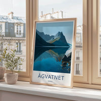 Agvatnet Poster - Norway Wall Art - Mountain Lake Reflection Home Decor