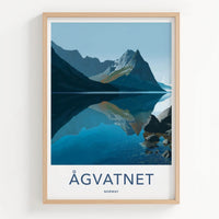 Agvatnet Poster - Norway Wall Art - Mountain Lake Reflection Home Decor