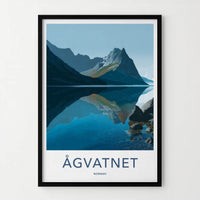 Agvatnet Poster - Norway Wall Art - Mountain Lake Reflection Home Decor