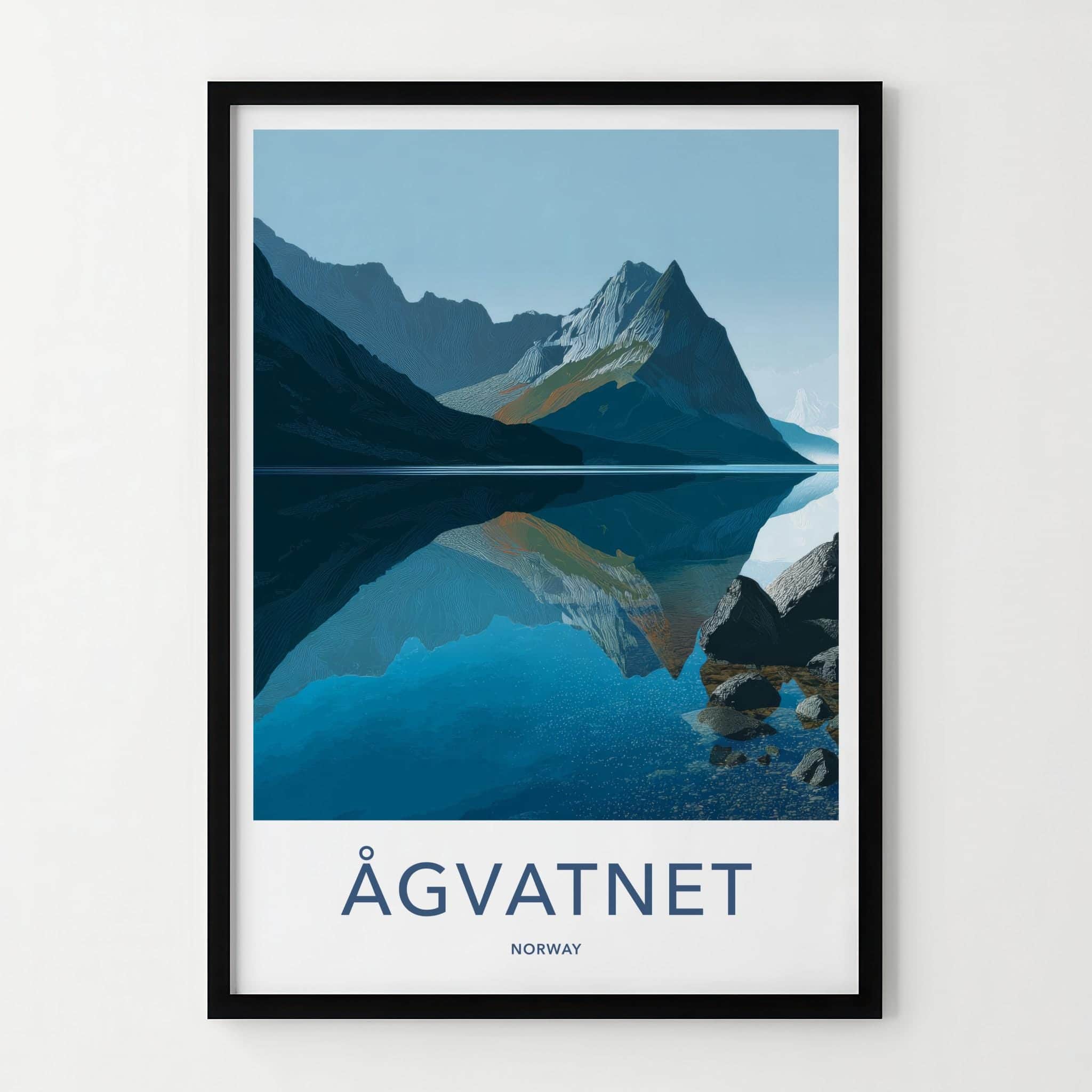 Agvatnet Poster - Norway Wall Art - Mountain Lake Reflection Home Decor