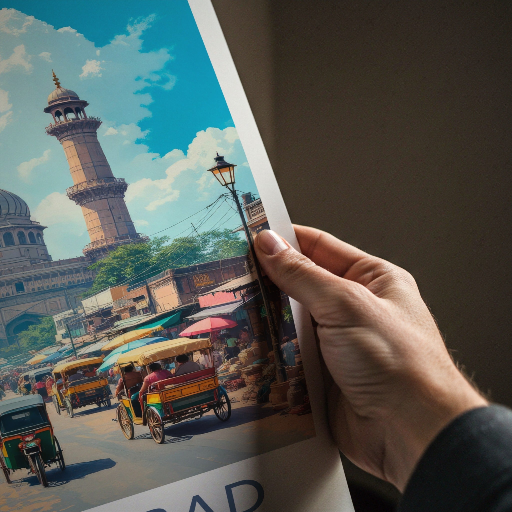 Ahmedabad Poster - India Wall Art - Gujarat Bustling market scene Home Decor