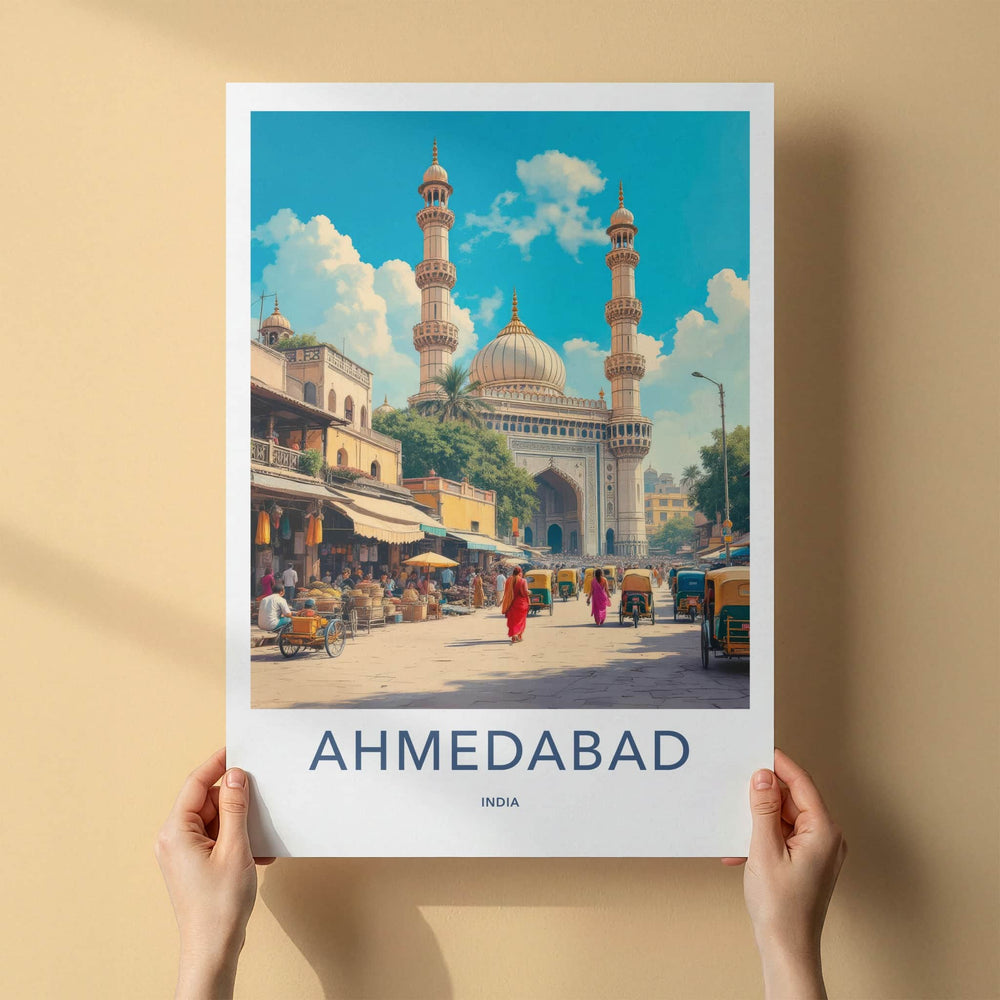Ahmedabad Poster - India Wall Art - Gujarat Grand Mosque Market Home Decor
