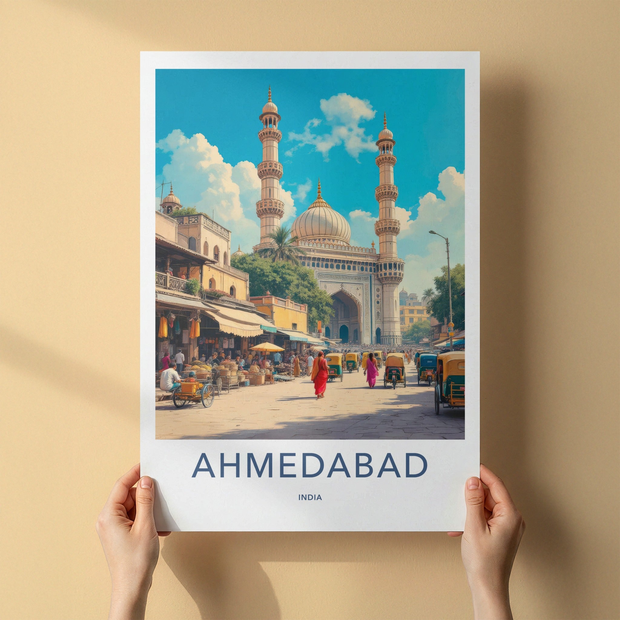 Ahmedabad Poster - India Wall Art - Gujarat Grand Mosque Market Home Decor