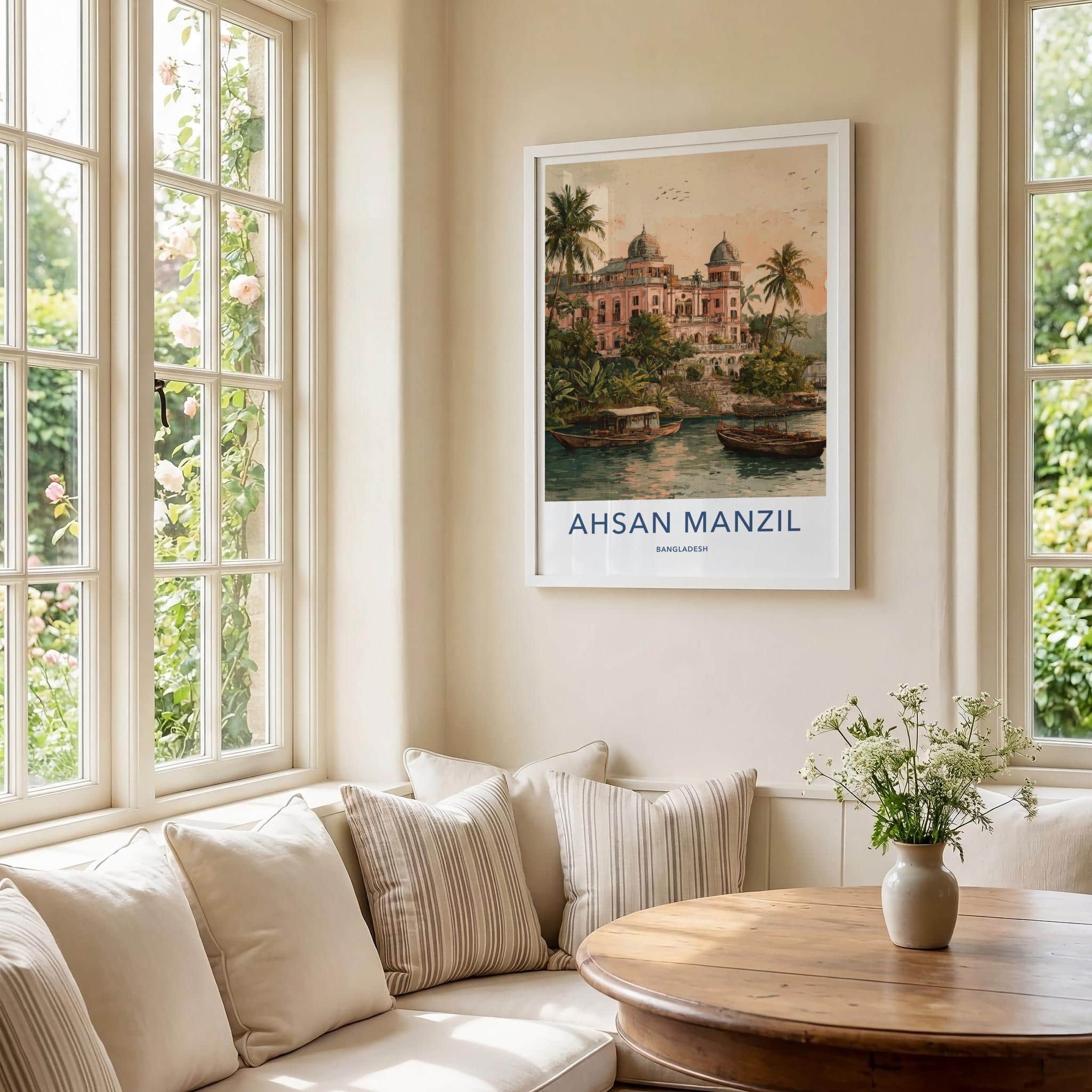 Ahsan Manzil Poster - Bangladesh Travel Art - Historic Palace River Home Decor
