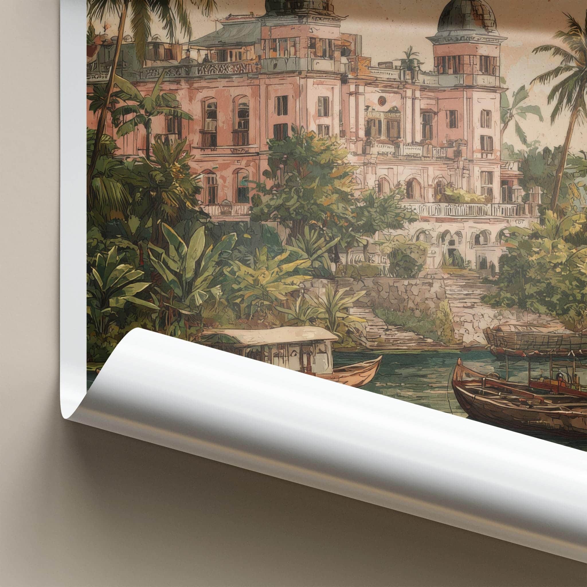 Ahsan Manzil Poster - Bangladesh Travel Art - Historic Palace River Home Decor