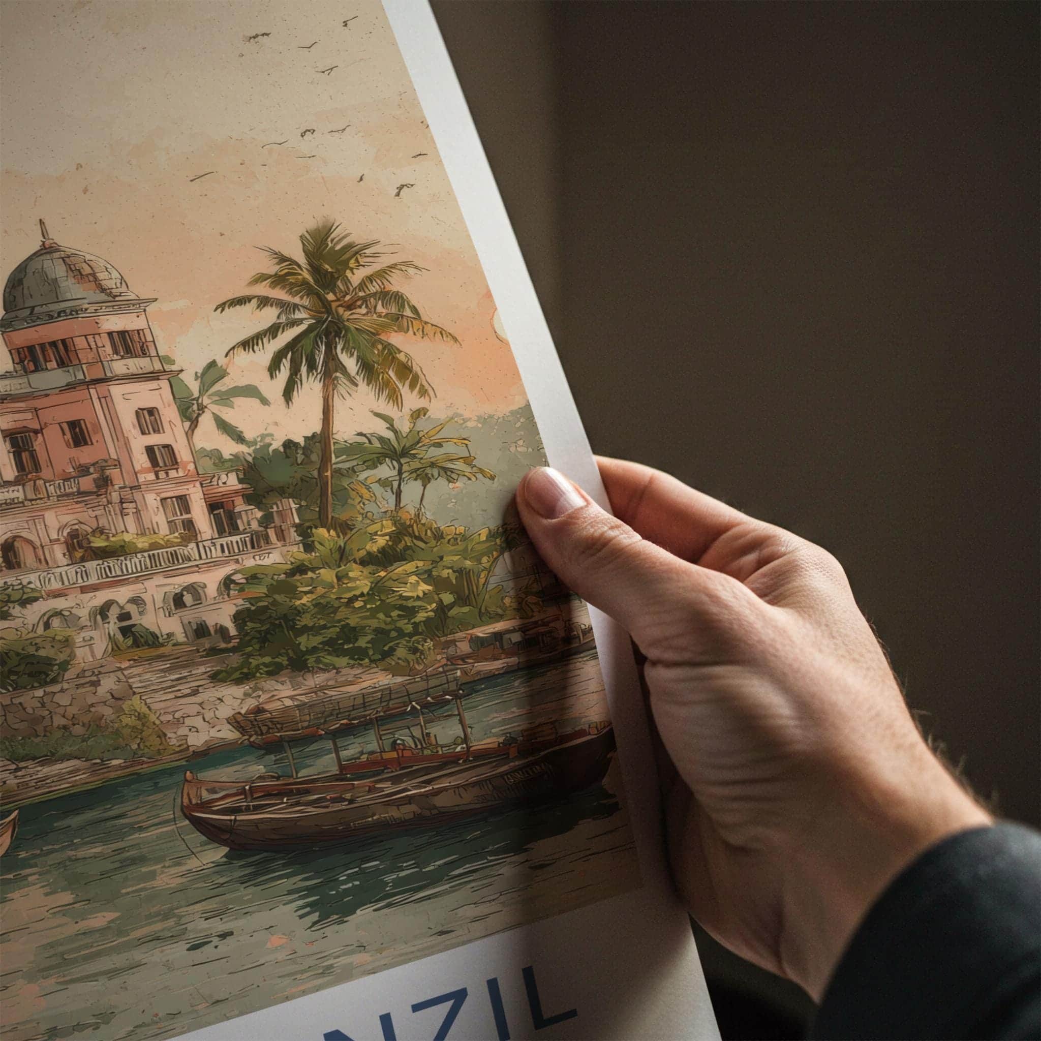 Ahsan Manzil Poster - Bangladesh Travel Art - Historic Palace River Home Decor