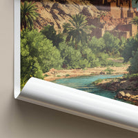 Ait Benhaddou Poster - Morocco Travel Illustration - historic village oasis Wall Decor
