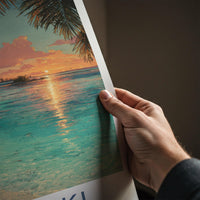 Aitutaki Poster - Cook Islands Travel Art - Serene Sunset Beach Home Decor