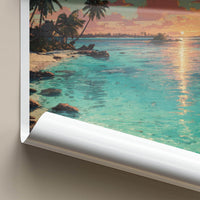 Aitutaki Poster - Cook Islands Travel Art - Serene Sunset Beach Home Decor
