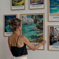 Aitutaki Poster - Cook Islands Travel Illustration - Turquoise Lagoon Palms Wall Decor