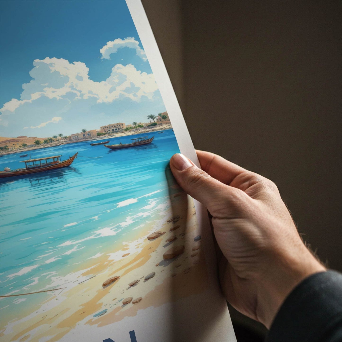 Ajman Poster - United Arab Emirates Wall Art - Dhow Boats Coast Home Decor