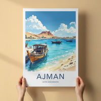 Ajman Poster - United Arab Emirates Wall Art - Dhow Boats Coast Home Decor