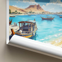 Ajman Poster - United Arab Emirates Wall Art - Dhow Boats Coast Home Decor